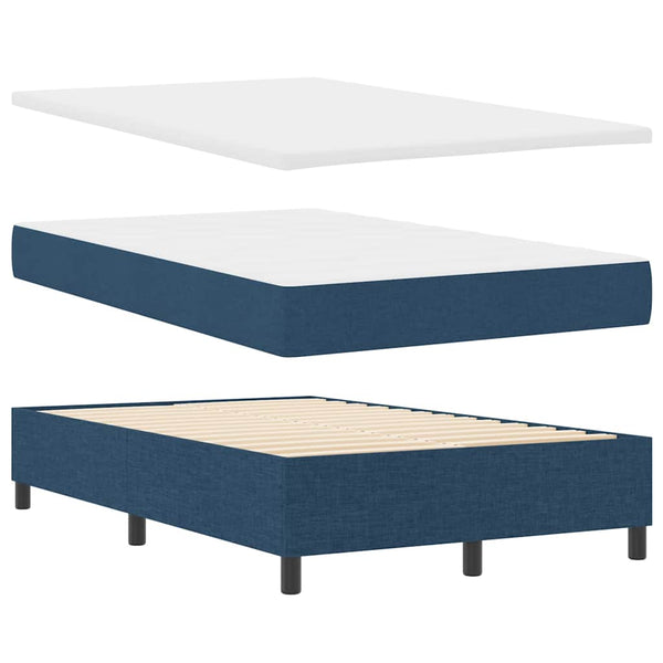 vidaXL Box Spring Bed with Mattress and Headboard Blue 120 x 200 cm Fabric