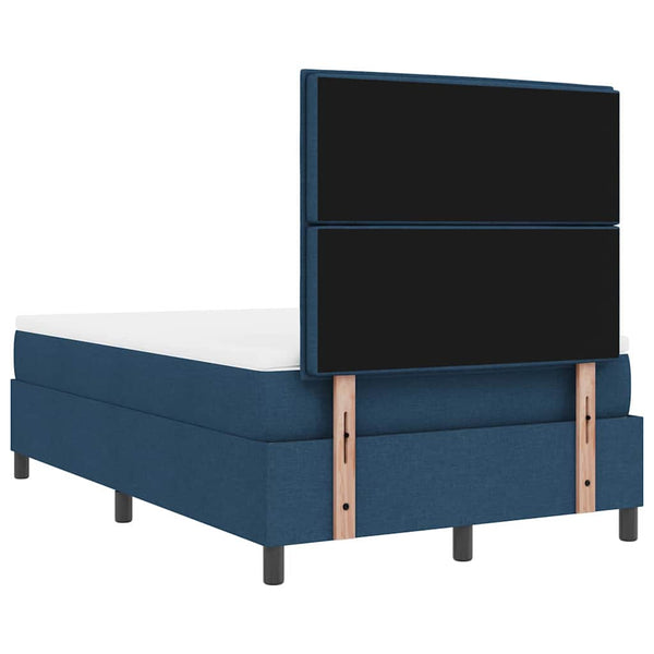 vidaXL Box Spring Bed with Mattress and Headboard Blue 120 x 200 cm Fabric