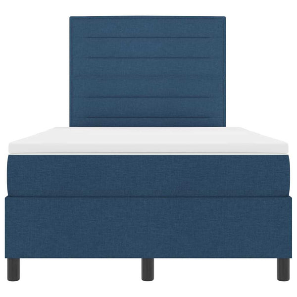 vidaXL Box Spring Bed with Mattress and Headboard Blue 120 x 200 cm Fabric