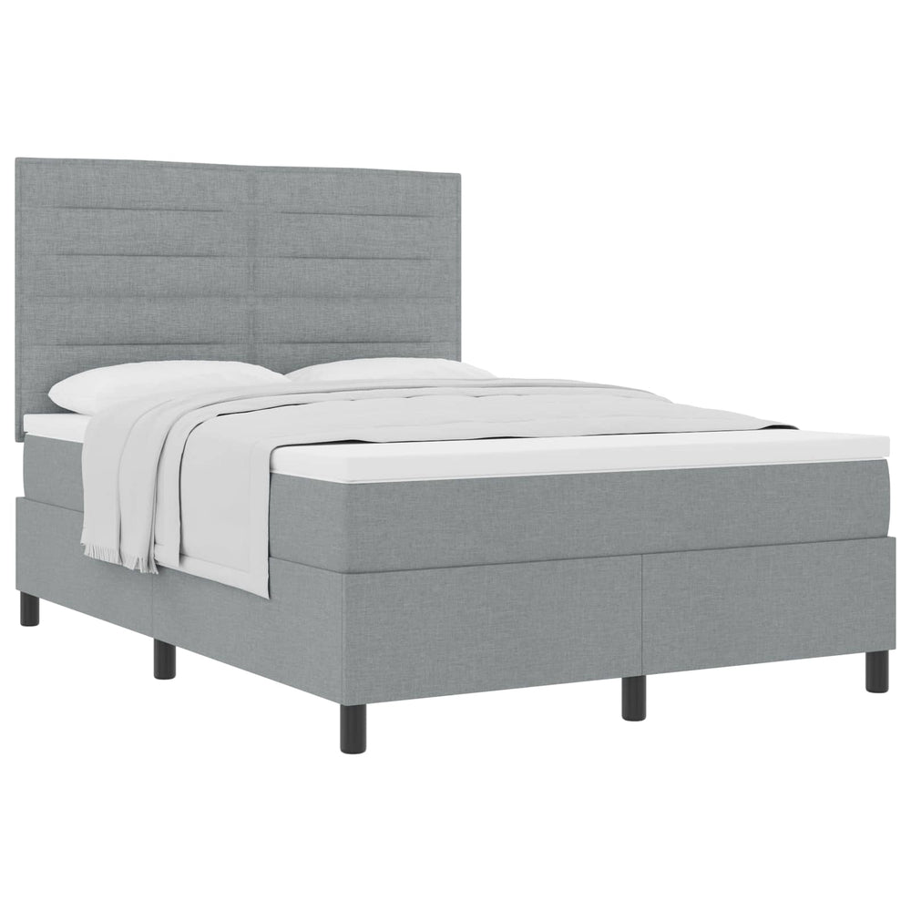 vidaXL Box Spring Bed with Mattress Light Grey 140 x 190 cm Fabric