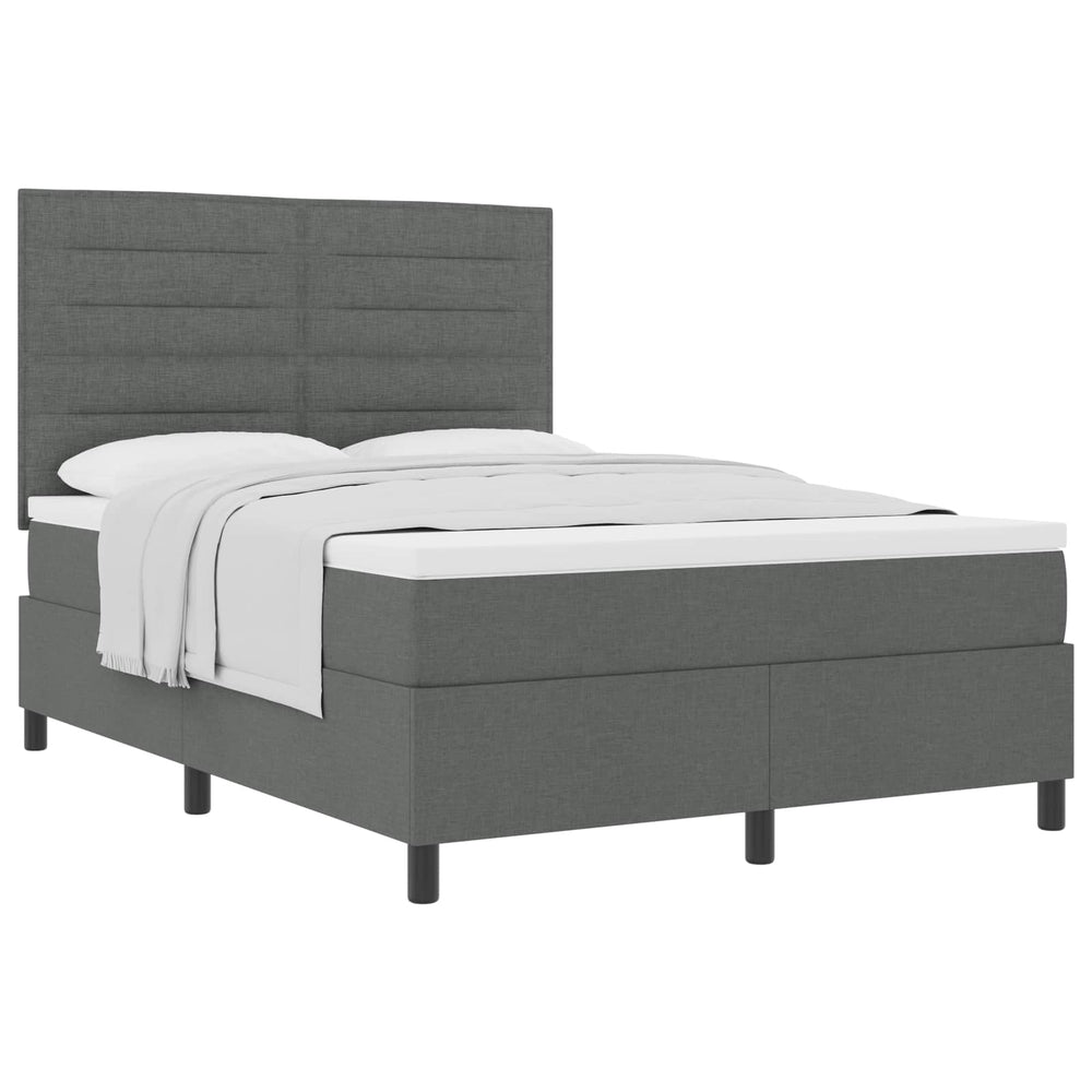 vidaXL Box Spring Bed with Mattress Dark Grey 140 x 190 cm Fabric