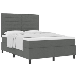 vidaXL Box Spring Bed with Mattress Dark Grey 140 x 190 cm Fabric