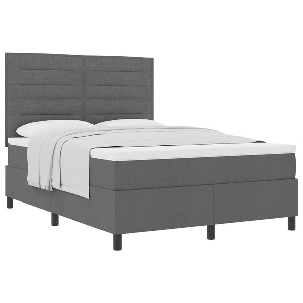 vidaXL Box Spring Bed with Mattress Dark Grey 140 x 190 cm Fabric