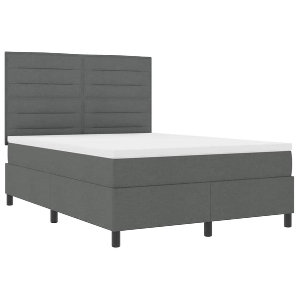 vidaXL Box Spring Bed with Mattress Dark Grey 140 x 190 cm Fabric