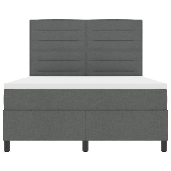 vidaXL Box Spring Bed with Mattress Dark Grey 140 x 190 cm Fabric