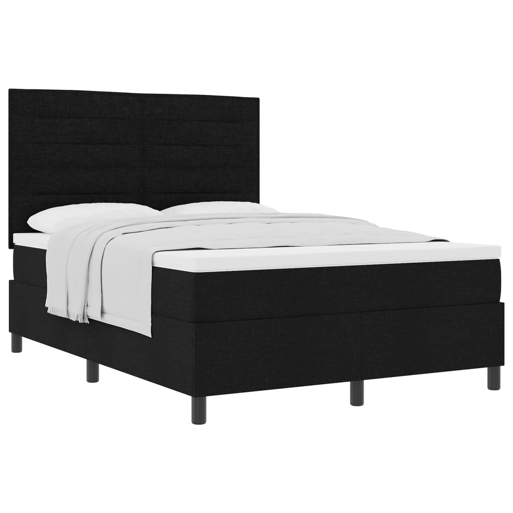 vidaXL Box Spring Bed with Mattress Black 140 x 190 cm Fabric