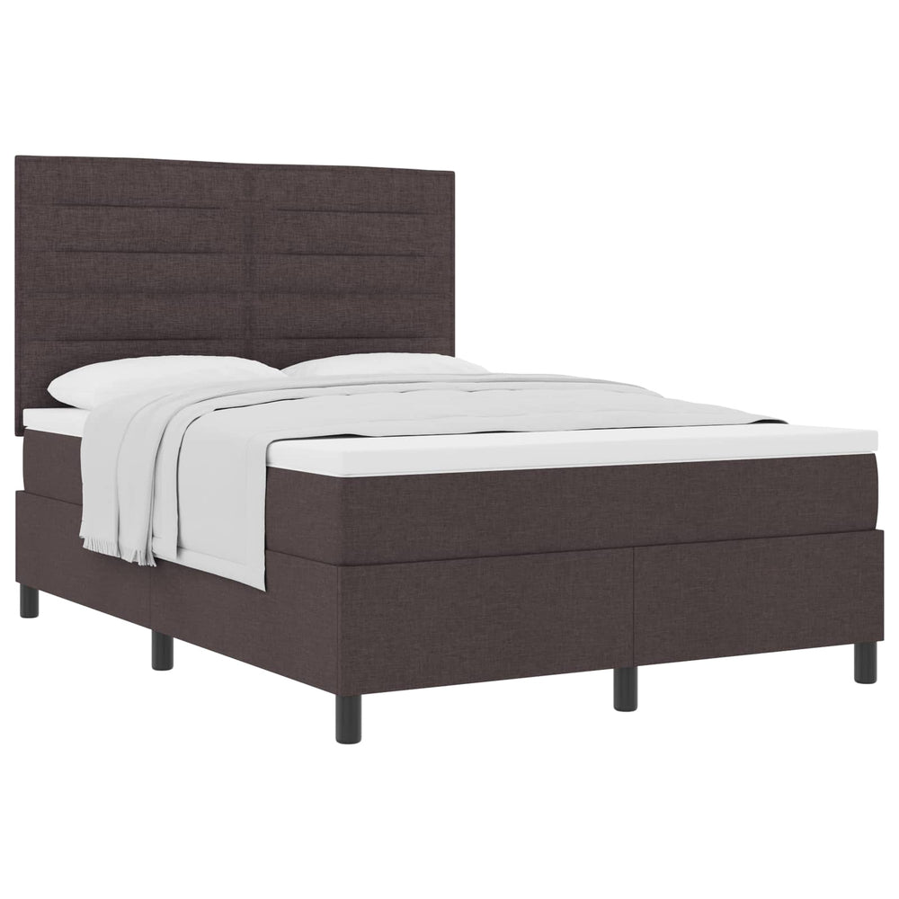 vidaXL Box Spring Bed with Mattress Dark Brown 140 x 190 cm Fabric