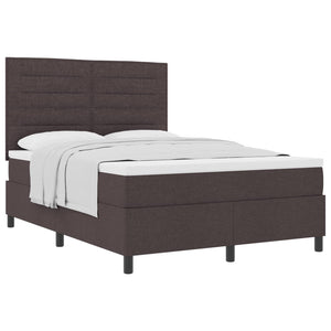 vidaXL Box Spring Bed with Mattress Dark Brown 140 x 190 cm Fabric