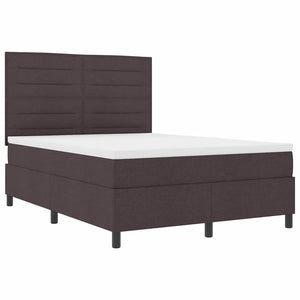 vidaXL Box Spring Bed with Mattress Dark Brown 140 x 190 cm Fabric