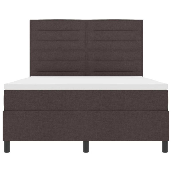 vidaXL Box Spring Bed with Mattress Dark Brown 140 x 190 cm Fabric