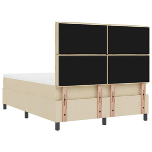 vidaXL Box Spring Bed with Mattress Cream 140 x 190 cm Fabric