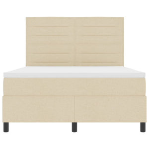 vidaXL Box Spring Bed with Mattress Cream 140 x 190 cm Fabric