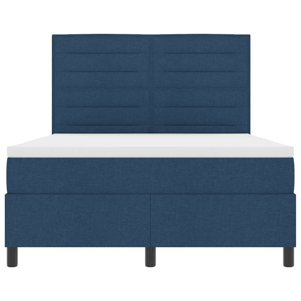 vidaXL Box Spring Bed with Mattress and Headboard Blue 140 x 190 cm Fabric