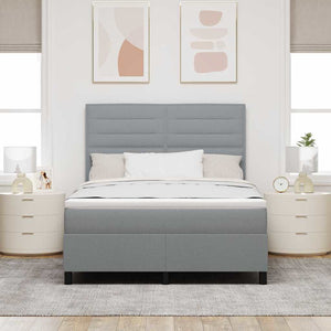 vidaXL Box Spring Bed with Mattress Light Gray 140 x 200 cm Fabric