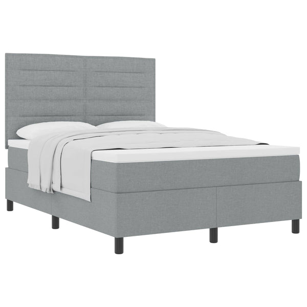 vidaXL Box Spring Bed with Mattress Light Gray 140 x 200 cm Fabric