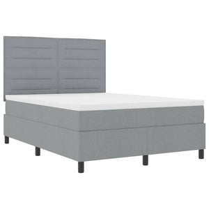 vidaXL Box Spring Bed with Mattress Light Gray 140 x 200 cm Fabric