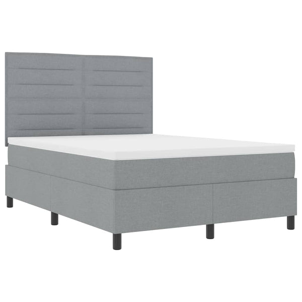 vidaXL Box Spring Bed with Mattress Light Gray 140 x 200 cm Fabric