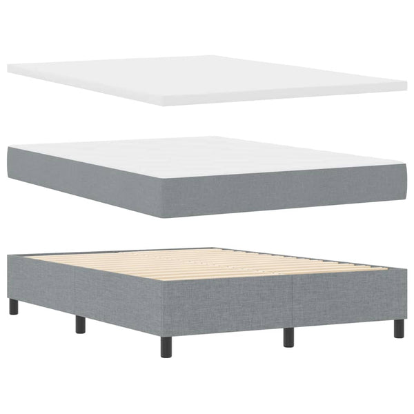 vidaXL Box Spring Bed with Mattress Light Gray 140 x 200 cm Fabric