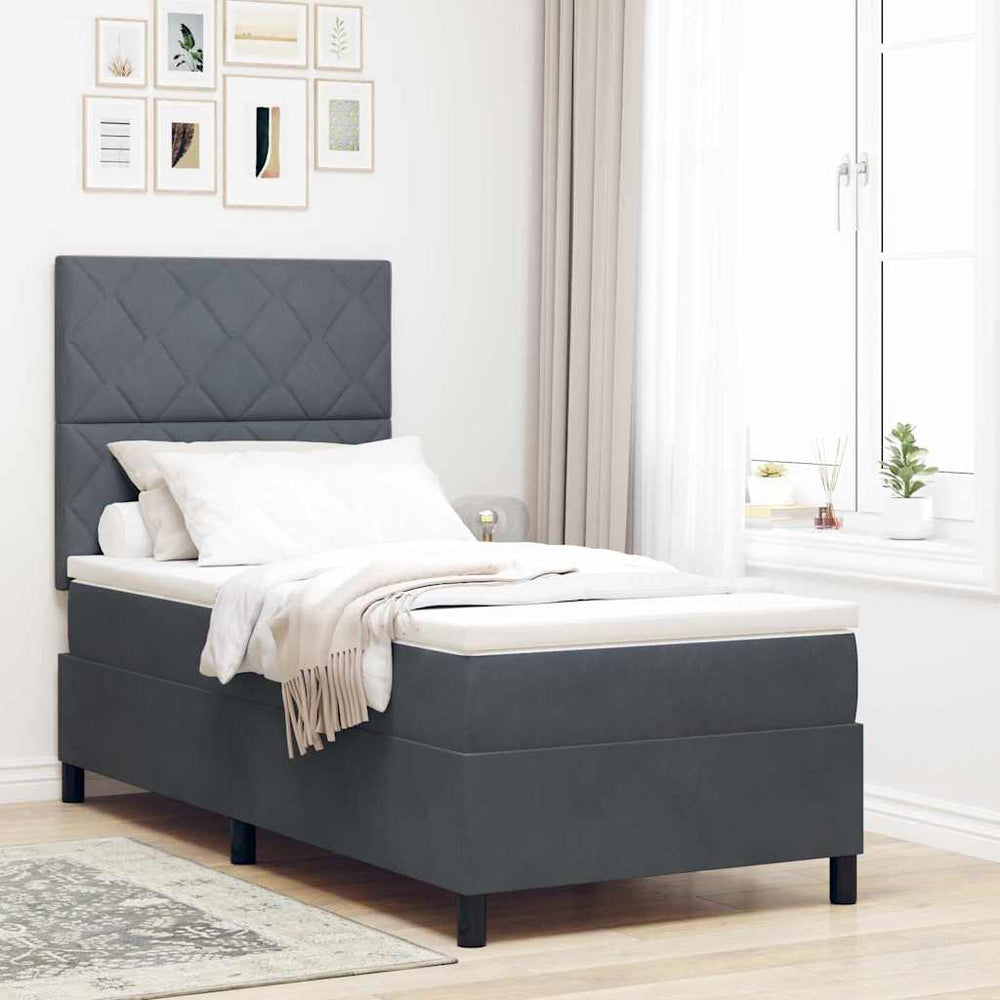 Boxspringbett Dunkelgrau Samt 90x190 cm