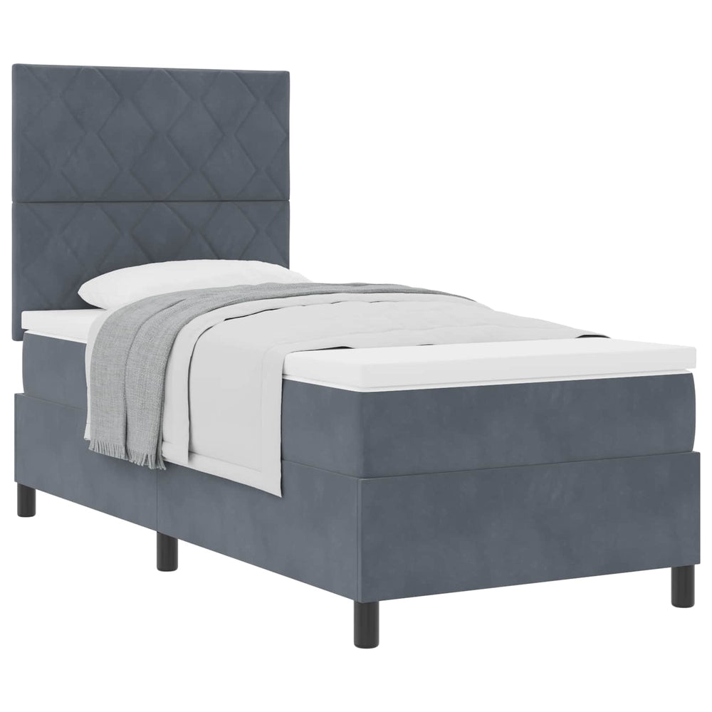Boxspringbett Dunkelgrau Samt 90x190 cm