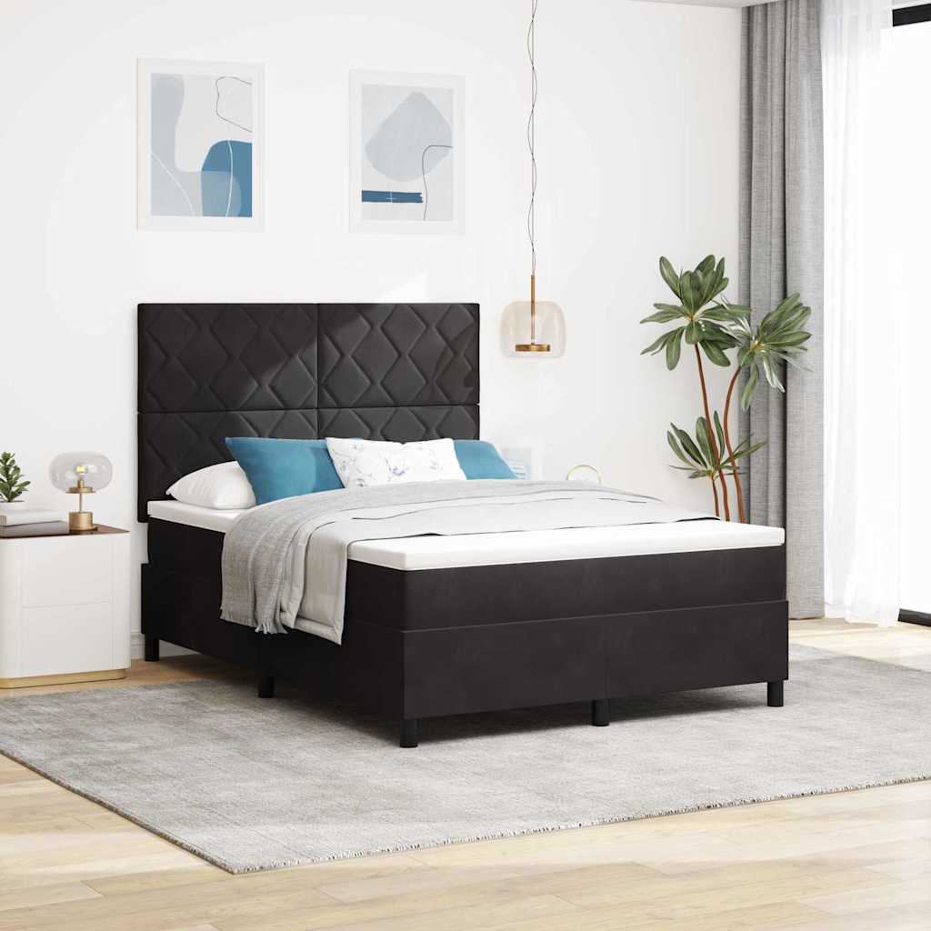 Boxspringbett Schwarz Samt 140x200 cm