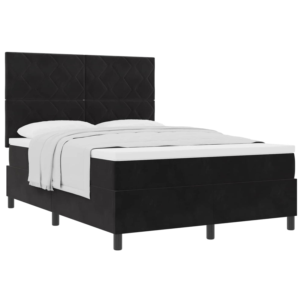 Boxspringbett Schwarz Samt 140x200 cm