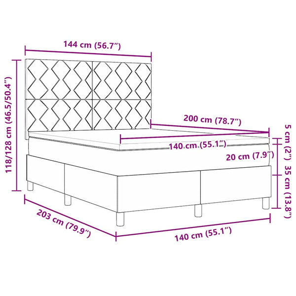 Boxspringbett Schwarz Samt 140x200 cm