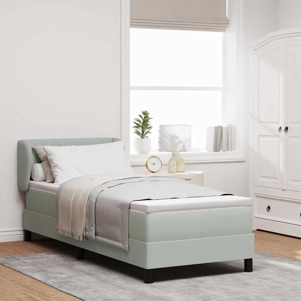 Boxspringbett Hellgrau Samt 80x200 cm
