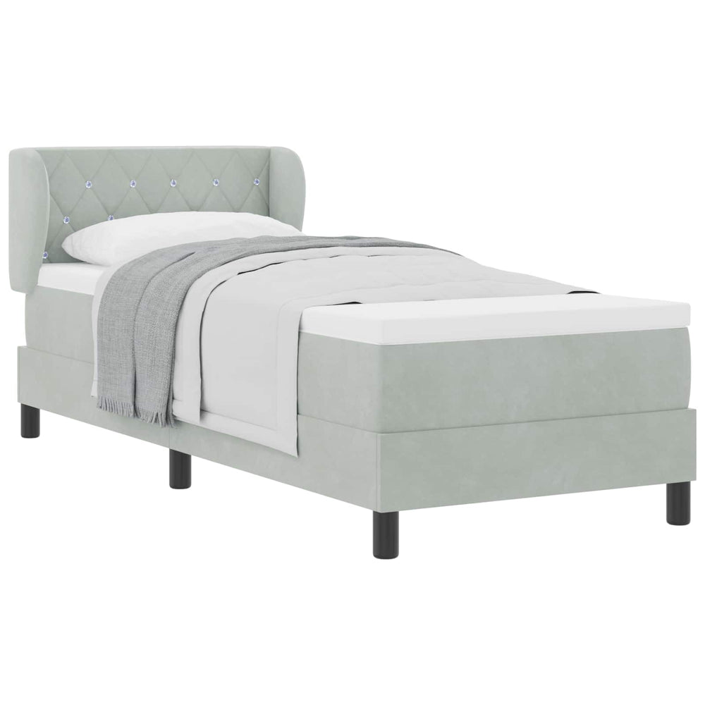 Boxspringbett Hellgrau Samt 80x200 cm