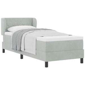 Boxspringbett Hellgrau Samt 80x200 cm
