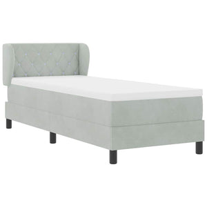 Boxspringbett Hellgrau Samt 80x200 cm