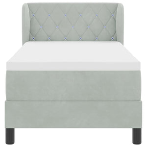 Boxspringbett Hellgrau Samt 80x200 cm