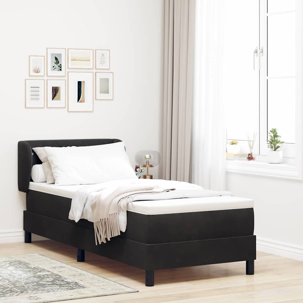 Boxspringbett Schwarz Samt 80x200 cm