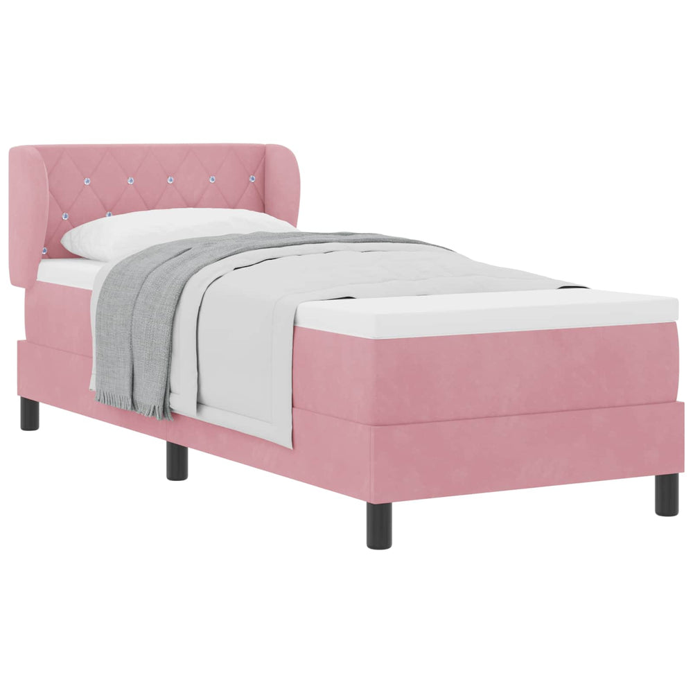 Rosa Samt Boxspringbett 80x200 cm
