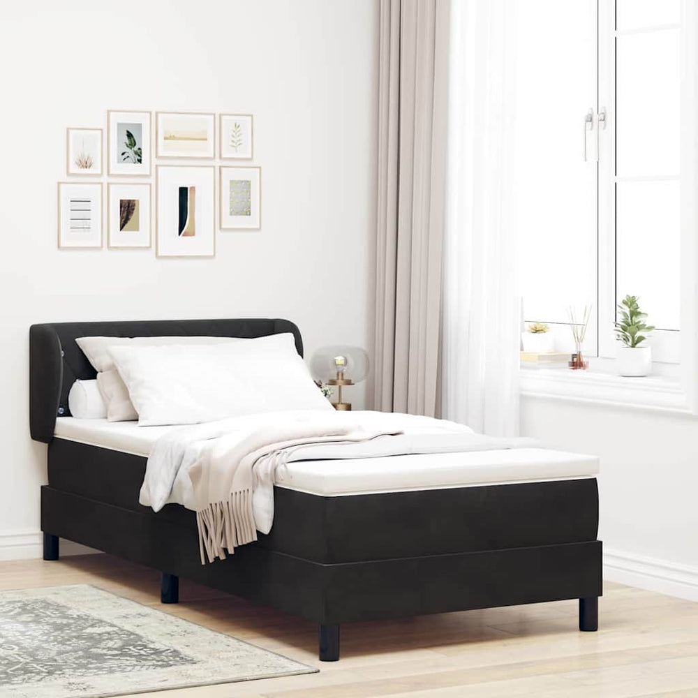 Boxspringbett Schwarz Samt 90x190 cm