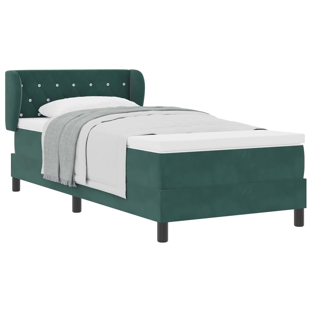 Boxspringbett Dunkelgrün Samt 90x190 cm