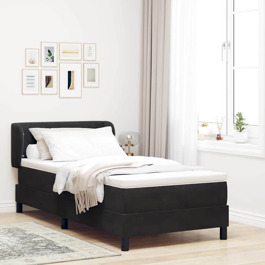 Boxspringbett Schwarz Samt 90x200 cm