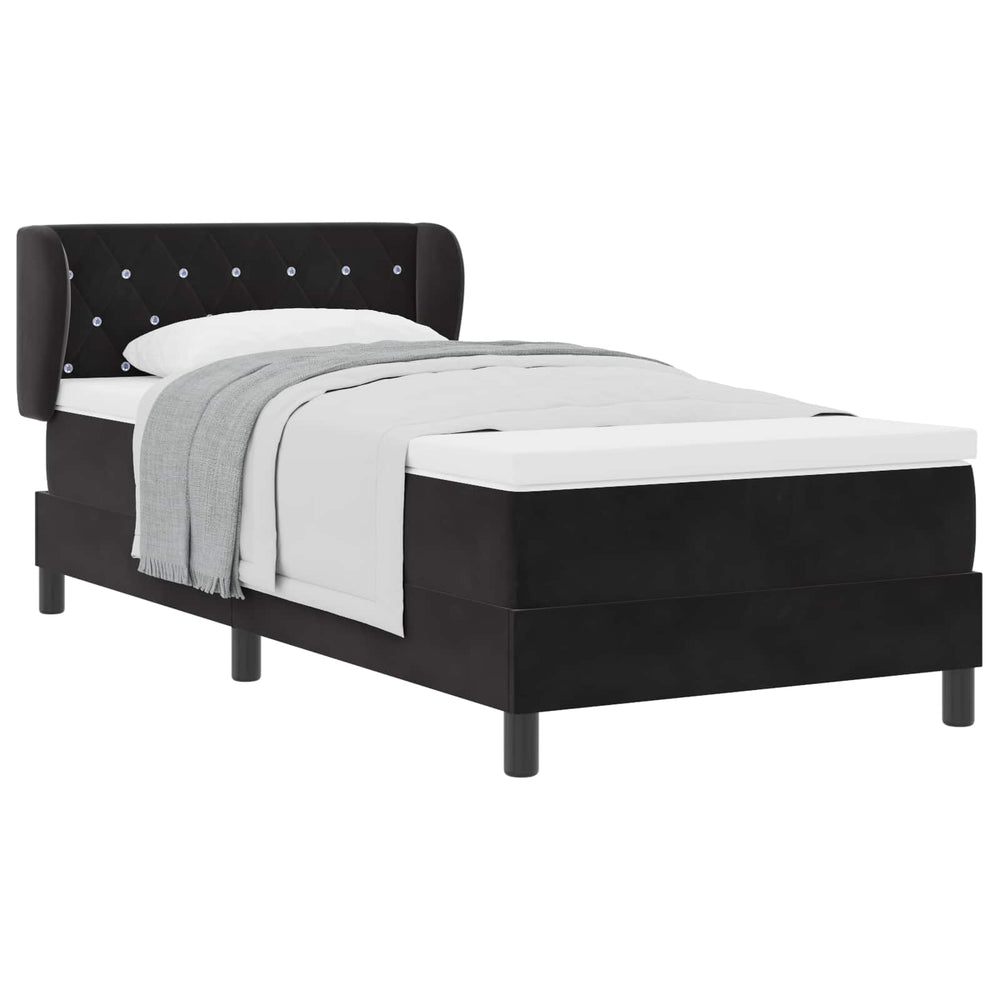 Boxspringbett Schwarz Samt 90x200 cm