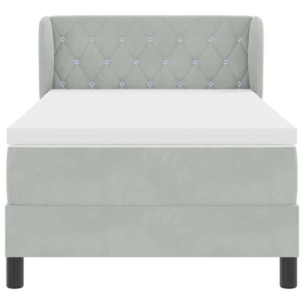 Boxspringbett mit Kopfteil Hellgrau 100x200 cm