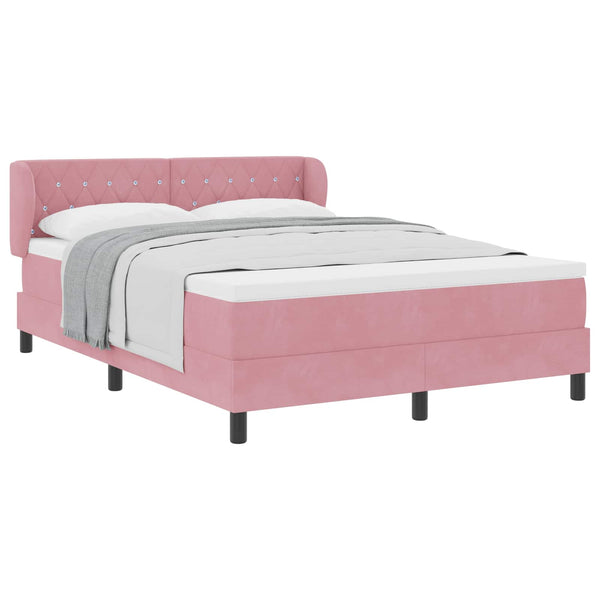 Boxspringbett Rosa Samt 140x190 cm