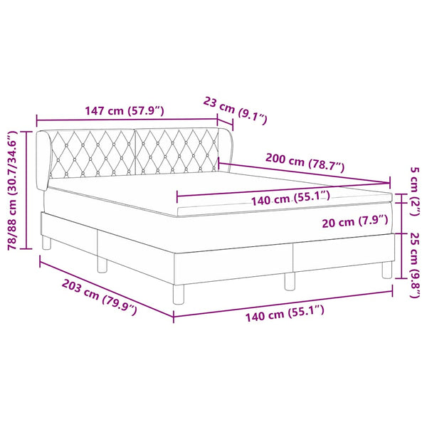 Boxspringbett Hellgrau Samt 140x200 cm