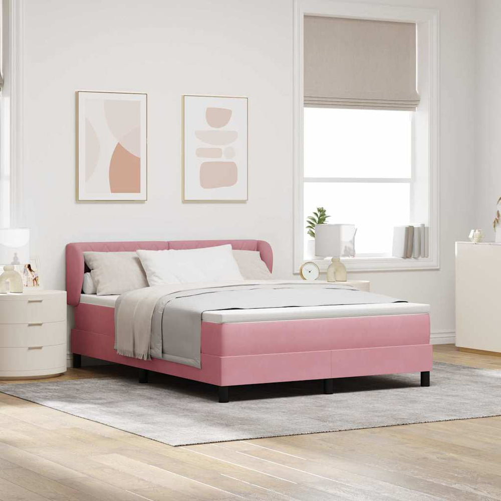 Boxspringbett Rosa Samt 140x200 cm