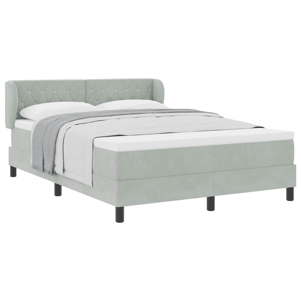 Boxspringbett Hellgrau Samt 160x200 cm
