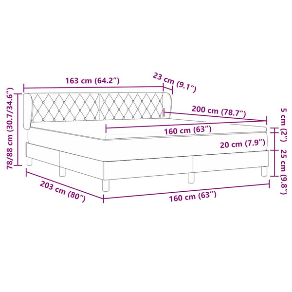 Boxspringbett Dunkelblau Samt 160x200 cm