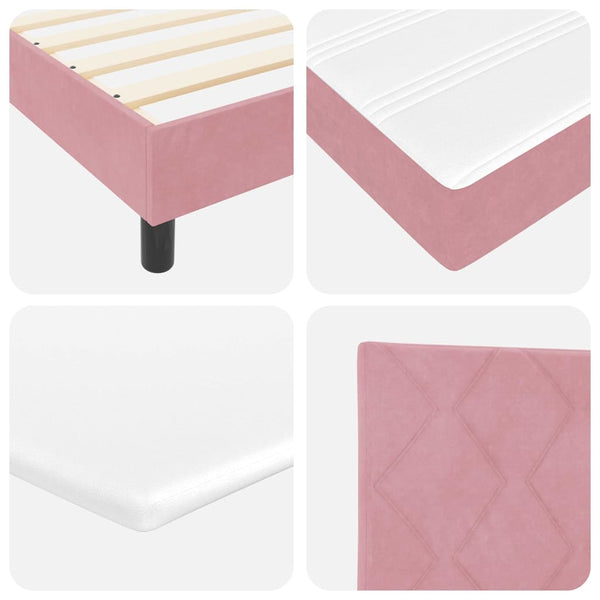 Rosa Boxspringbett 100x200 cm mit Samt