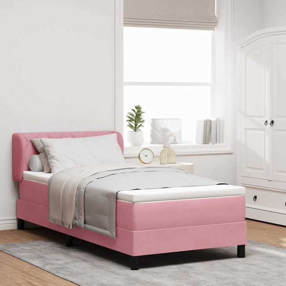 Rosa Boxspringbett 100x200 cm mit Samt