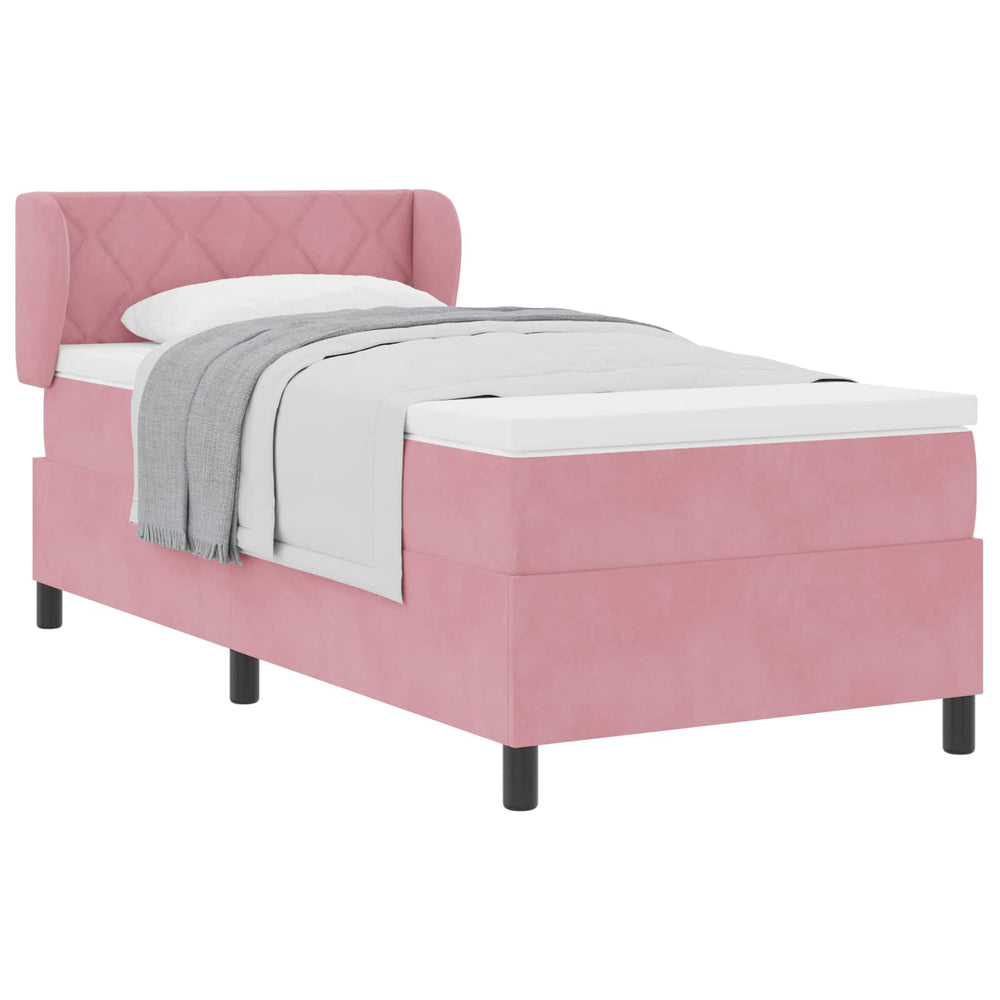 Rosa Boxspringbett 100x200 cm mit Samt