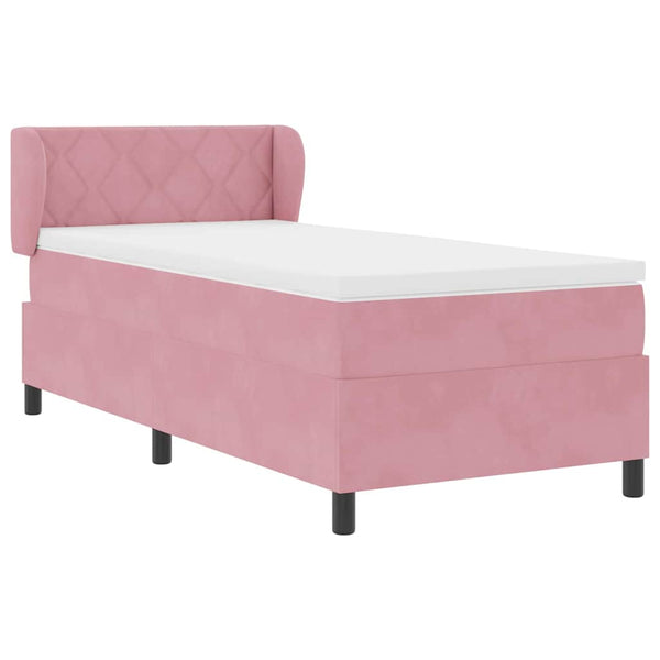 Rosa Boxspringbett 100x200 cm mit Samt