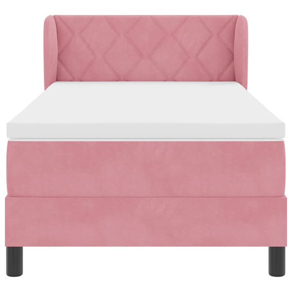 Rosa Boxspringbett 100x200 cm mit Samt