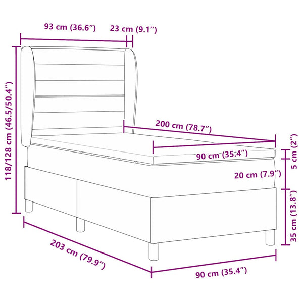 Boxspringbett mit Matratze Hellgrau 200x90 cm
